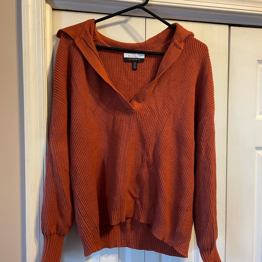 Eloquii Rust Sweater - Crew Neck